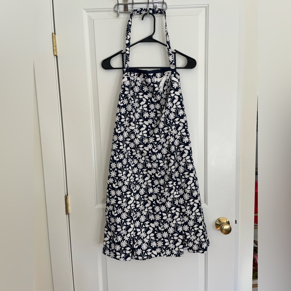 Amanda Smith Designer Floral Navy and White Halter Neck Dress